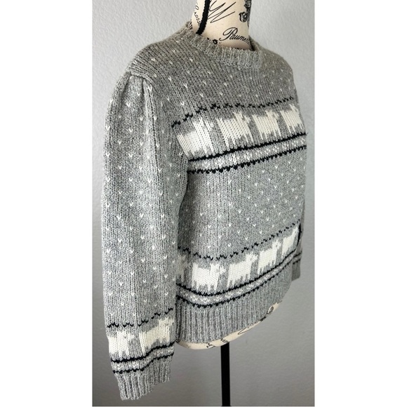 Vintage 80s Princess Diana Black Sheep Grey Knit Sweater, size Medium - Picture 4 of 8